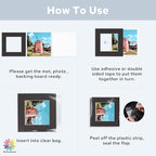 Mat Board Center, Pack of 25, 12x12 for 8x8 Black Mat Kit - Acid Free, 4-ply Thickness, White Core - Includes Backing Boards and Clear Bags - for Pictures, Photos, Framing