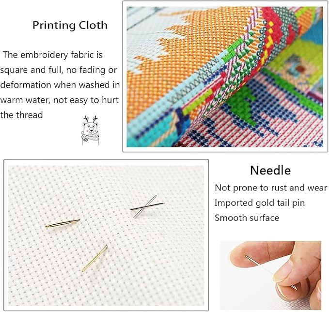 Fanxvivy Stamped Cross Stitch Kits for Adults Beginners Pillow Needlepoint Kit with Embroidery Pattern Needlework Kit Prestamped Stitches Kit 11CT Cross Stitching-Magic Mandala 18x18 inch