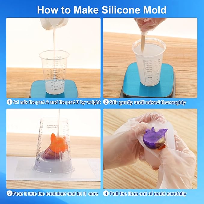 CHANGTIKEJI Silicone Mold Making Kit, 282oz 10A Elastic Liquid Silica Gel for Casting Resin molds and Candle & Soap Mold,Fast Cure Translucent Platinum Silicone Rubber