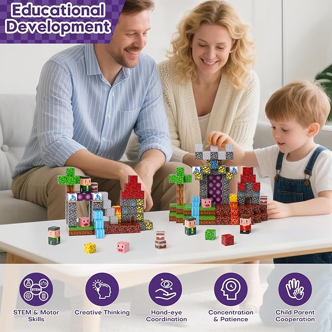Magnetic Blocks, Magnetic Building Blocks 100pcs, Magnetic Blocks for Kids Ages 4-8, Magnetic Cubes STEM Sensory Toys for Ages 3+ Toddlers Boys & Girls–Christmas Birthday Party Kids Gifts