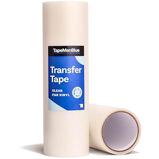 TapeManBlue Clear Transfer Tape for Vinyl, 12" x 50' Roll, Made in America, Premium Vinyl Transfer Tape for Crafts, Decals, and Letters