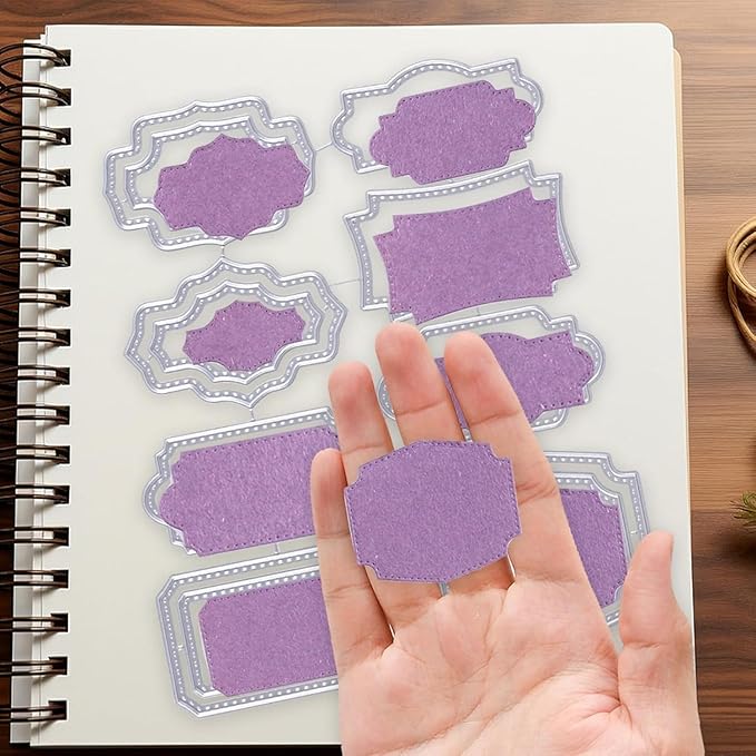 Mvchifay Cutting Dies for Card Making Metal Die-Cuts Scrapbooking Tool Hollow Frame DIY Craft Punch Template Embossing for Paper Album Decor (Various Labels-12.8x15.5cm)