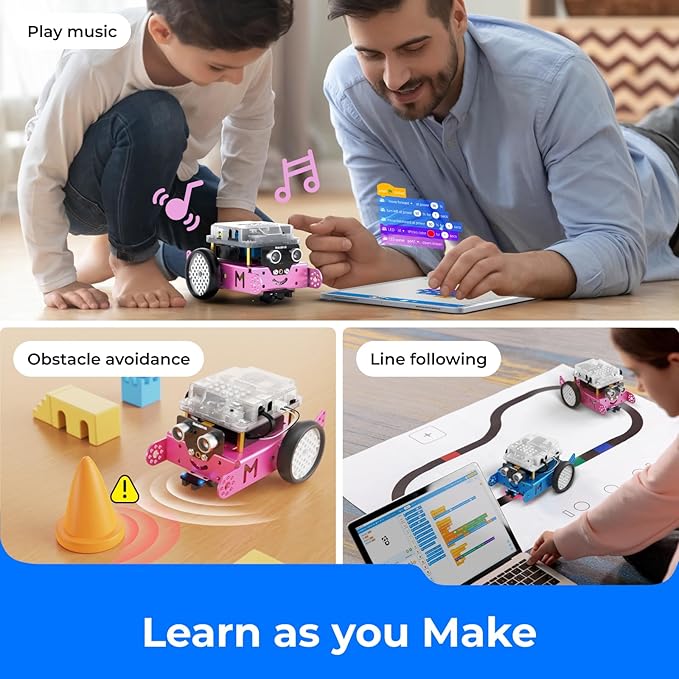Makeblock mBot Robot Kit, STEM Projects for Kids Ages 8-12 Learn to Code with Scratch Arduino, Robot Kit for Kids, Computer Programming for Beginners Gift for Boys and Girls 8 Pink