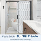 rabbitgoo Window Privacy Film for Glass Windows, Frosted Glass Cling with Decorative Moroccan Lattice, Removable Heat Control Sun Blocking Door Covering Sticker for Home Bathroom, 17.5 x 157.4 inches