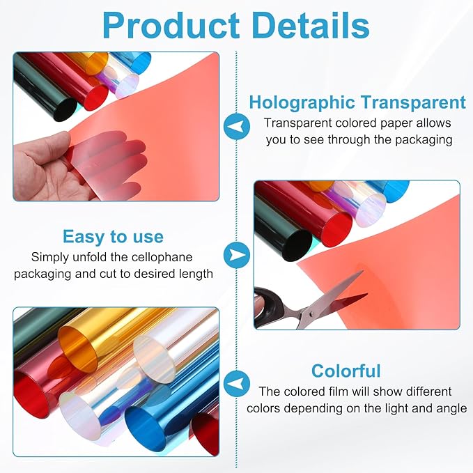 MECCANIXITY Iridescent Window Film,24" x 39" Iridescent Holographic PVC Fabric Dichroic Film Clear Vinyl Paper Roll for DIY Craft Gift Wrapping Bag Decoration, Red