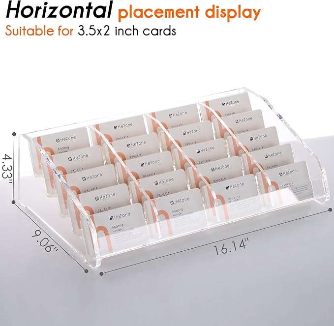 Business Card Holder for Desk,Multiple Card Organizer,Acrylic Business Card Stand Display Holder,Office Desk Accessories for Man and Woman,Organize 1000 Cards-Clear(20 Slots 4 Tier-H)
