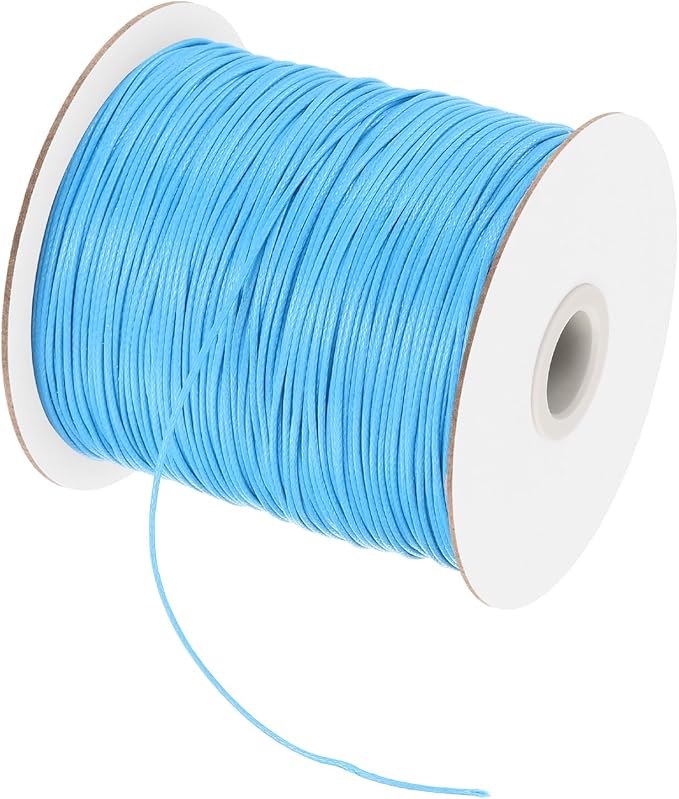 MECCANIXITY Waxed Polyester Cord 0.5mm 175 Yard Sky Blue for Bracelet Making, Jewelry, DIY Crafts
