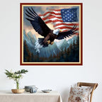 DMCVIVR Stamped Cross Stitch Kits for Adults Beginners Embroidery Kits 11CT Needlepoint Kits Cross Stitch Patterns Embroidery Patterns& Eagle National Flag 18x18 inch