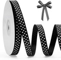 Polka Dot Grosgrain Ribbon 3/8 Inch, 25 Yards Spool Black and White Dot Craft Ribbon for Christmas Gift Wrapping DIY Crafts Hair Bows Wedding Party Decor Sewing and Home Decoration