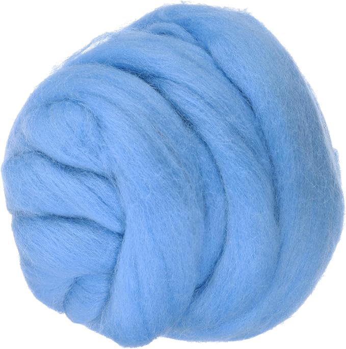 PATIKIL Wool Roving Yarn, 80G/2.82OZ Soft Felting Wool Pure Chunky Roving Yarn Bulk for Needle Felting Knitting Blanket Spinning Weaving DIY Craft, Light Blue