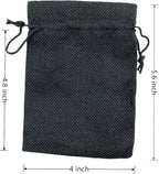 Palmhomee Pack of 25 Burlap Gift Bags with Drawstring Linen Jewelry Pouches Wedding Hessian Jute Bags for Birthday Jewelry and Treat Pouches Party Wedding Favors Gift Art and DIY Craft   (4x5.6 Inch, Black)