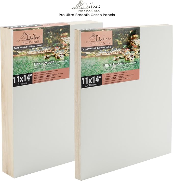 DaVinci Wood Panel Pro Ultra Smooth Gesso Panels 3/4inchinch Panel (Single) 9x12inchinch - 6 Pack