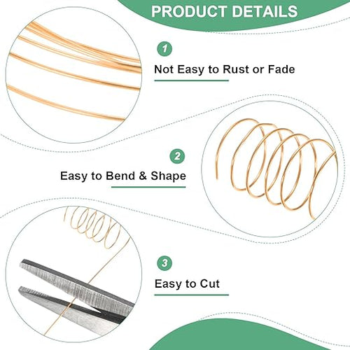 0.5 mm/24 Gauge Copper Wire for Jewelry Making, 20.3FT Copper Beading Craft Wire for Jewelry/Weaving/DIY Crafting/Planting, Color-Retaining [6.2M, Copper Tone]