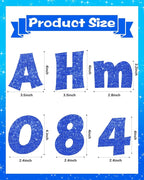 237 Pcs Glitter Bulletin Board Letters, Numbers and Punctuation, Poster Board Letters Alphabet Cut Out Cardboard Letters Accessories for Classroom Display Decorating Supplies 4inch (Blue)