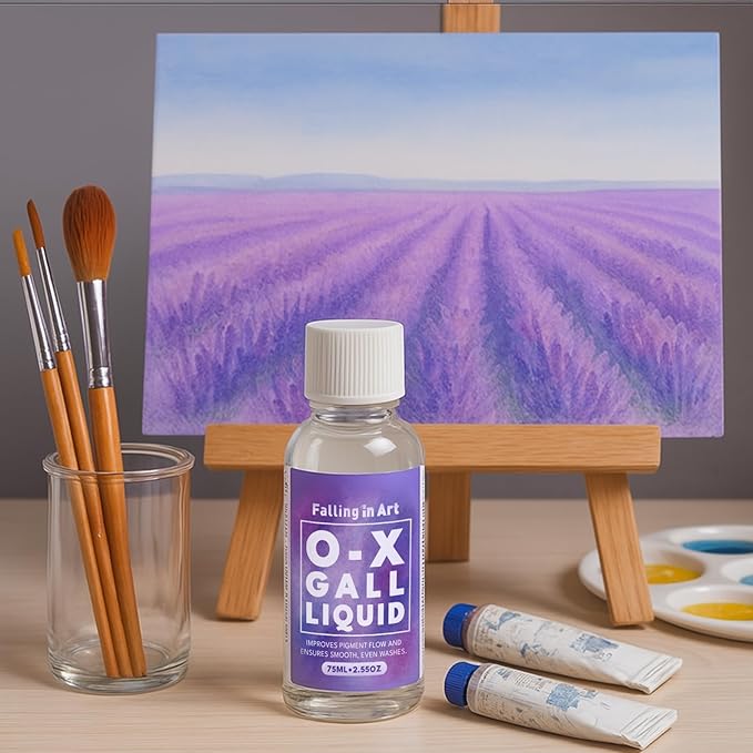 Falling in Art Ox Gall Liquid, Watercolor Medium, Ox Gall for Watercolor Painting, 2.5 Oz Bottle