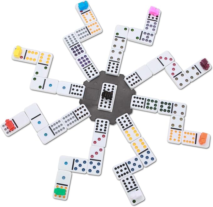 NOLIE Mexican Train Dominoes Game, Double 12 Dot Dominoes Set with Aluminum Case