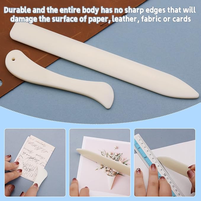 9 PCS Bone Folder and Scoring Tool Plastic Paper Folding Tool Bone Origami Creaser Book-Binding Leather Burnishing Card Making for Folding Scoring Creasing Origami Scrapbooking