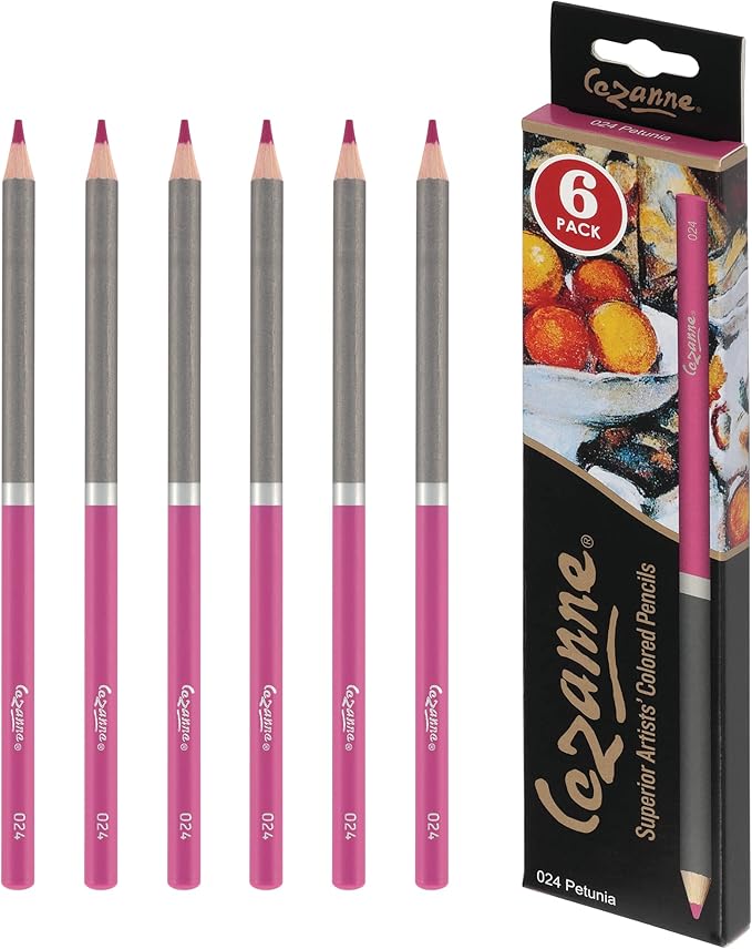 Creative Mark Cezanne Premium Colored Pencils Petunia 6 Pack - Highly-Pigmented Drawing Pencils - Coloring Pencils for Drawing, Blending, Coloring, and More