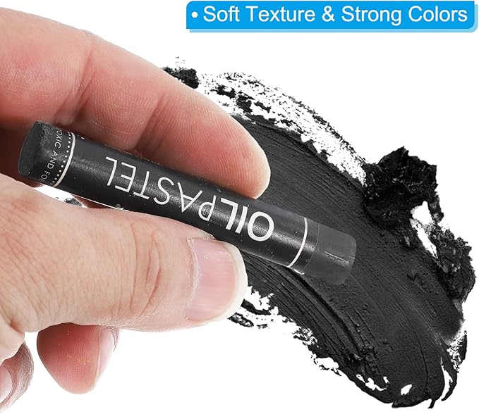 PATIKIL Black Oil Pastels, 12Pcs Soft Oil Crayons Creamy Pastels Stick Art Supplies for Art Painting Drawing Blending Graffiti for Artists Beginners