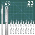 DIYSELF 23 Pack Craft Knife Precision Hobby Knife Kit, 1 Exacto Knife with 20 Spare Art Knife Blades for Art, Scrapbooking, Stencil