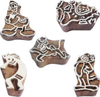 Royal Kraft Figure Wooden Printing Stamps (Set of 5) - DIY Henna Fabric Textile Paper Clay Pottery Blocks Htag2202