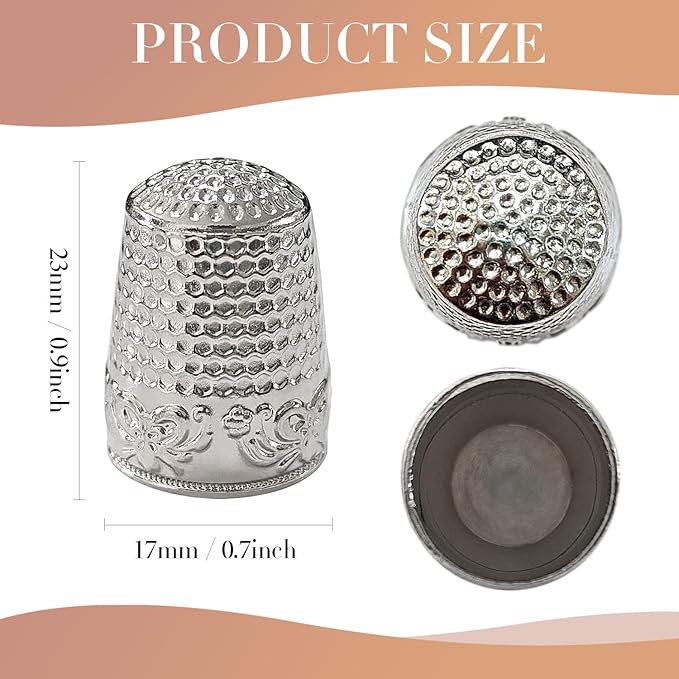FR 4Pcs Sewing Thimbles, Metal Thimbles for Hand Sewing Finger Protector Knitting Needlework DIY Tools Silver