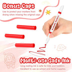 18 Pcs Line Washable Markers Bulk Red Fine Tip Markers Set Coloring Thin Tip Drawing Washable Pen for Kids Art School Classroom Back to School Gender Reveal Party Supplies, Ages 6+