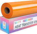 RENLITONG Yellow Orange Iron on Vinyl 12Inch by 50ft Roll HTV Heat Transfer Vinyl for T-Shirt HTV Rolls for All Cutter Machine - Easy to Cut & Weed for Heat Transfer Design