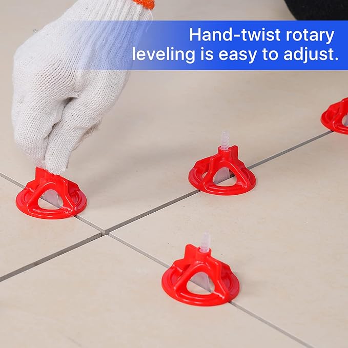 Professional Tile Leveling System Kit，Anti-Loosening Spacers/Wall, Bathroom Tiling - 1/32" Precision Alignment & Grout Spacing Tools(100caps+300base, 1/32)