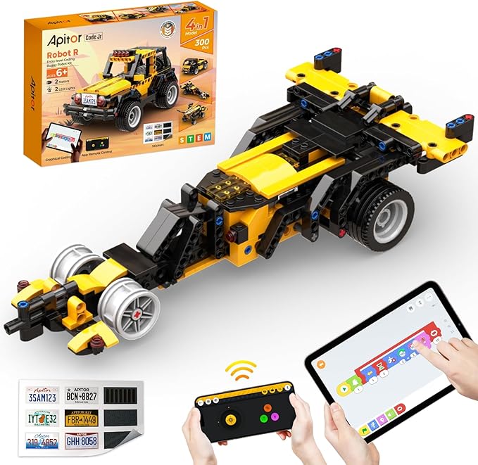 Robot R 4-in-1 Robot Building Kit, APP Remote Control STEM Coding Toys, Educational Gifts for Boys Girls Kids Ages 6-12, 4 Control Modes (300 Pieces)