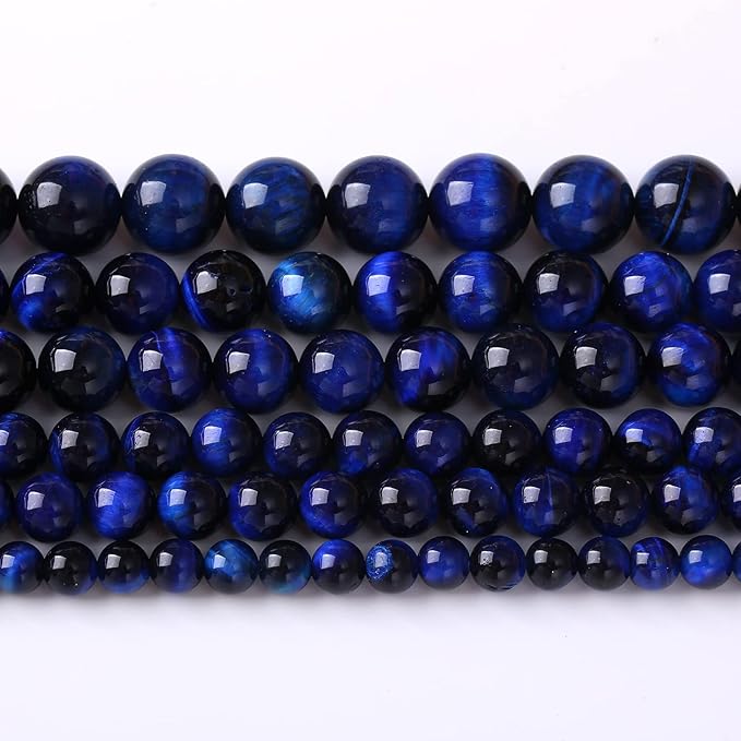 Natural Stone Lapis Blue Tiger Eye Beads Round Loose Spacer Beads for Jewelry Making DIY Bracelet Necklace 4mm 90pcs(Natural Lapis Blue Tiger, 4mm)