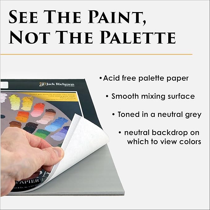 Jack Richeson Grey Matters Disposable Paper Palette 12” x 16”, 2 Pack, Includes 2 Palette Knives