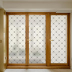 DKTIE Geometric Art Stained Glass Window Film Bathroom Window Privacy Film Frosted Glass Static Clings Non Adhesive with Installation Tools, Modern Home Improvement Style (S119, 35.4'' x 78.7'')