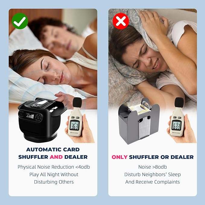 2025 Automatic Card Shuffler and Dealer Machine, 2-in-1 Smart 360°Rotating Card Dealer and Shuffler Machine, Super Quiet, Safer, Various Card Games for Home and Club-Black