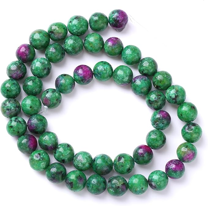32pcs 12mm Natural Epidote Zoisite Stone Beads for Jewelry Making DIY Bracelet Necklace Accessories 15" Energy Healing Power Stone Beads