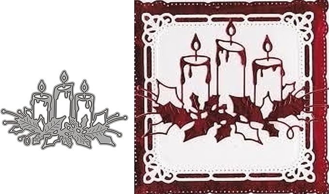 Metal Cutting Dies DIY Merry Christams Embossing Stencil Template Scrapbooking Card Making Mold Photo Album Arts Crafts Tools (3 Pcs Prayer candles-11x6.5cm)