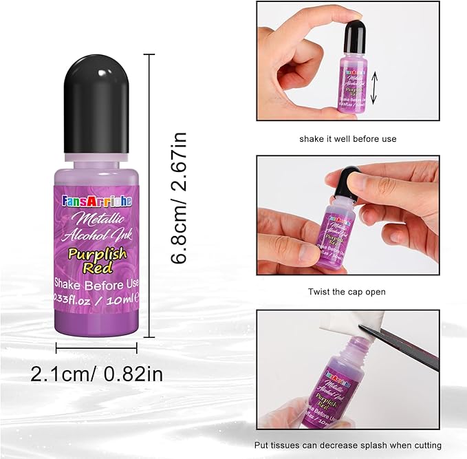 FansArriche Alcohol Inks for Resin, 48 Colors High Concentrated Alcohol Ink Set for Epoxy Resin, Alcohol-Based Resin Ink for Coasters, Fluid Painting Crafts, Tumbler Making, 10 ml Each