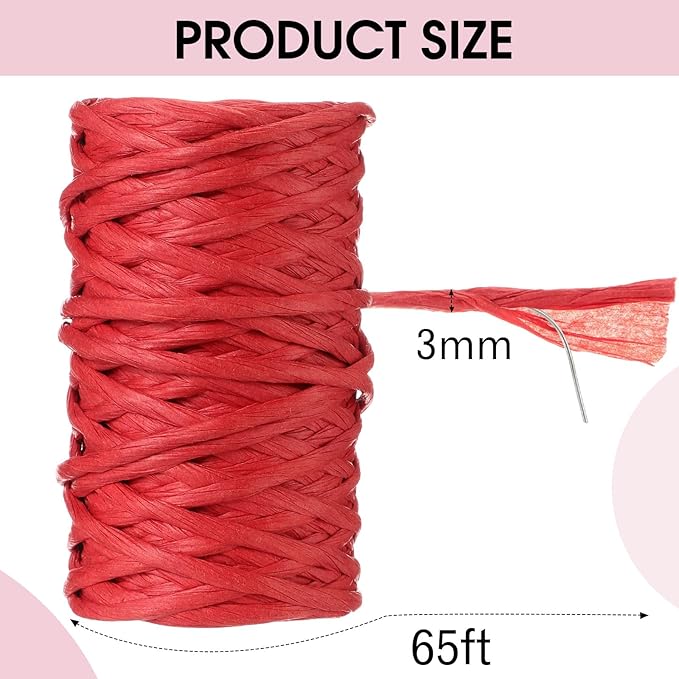 Syhood 65 Feet Floral Wire Rustic Vine Bind Wire for Craft Wrapping Flower Bouquets (Red,1 Roll)