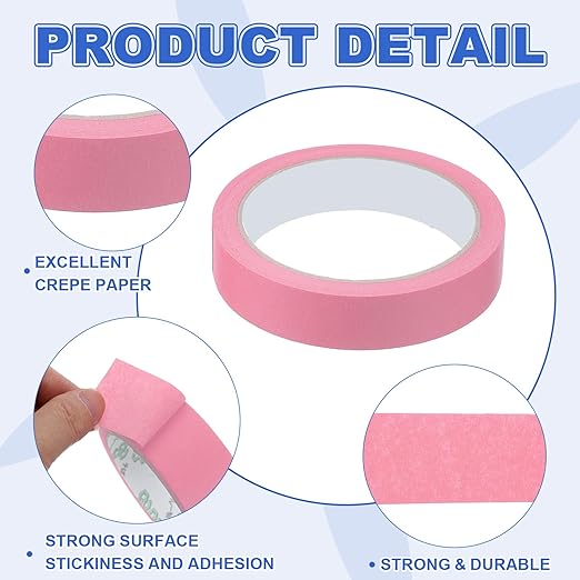 MECCANIXITY Masking Tape 0.8 Inch x 21 Yard Painter's Tape Pink Paint Tapes for DIY Crafts Arts Drawing Decoration Labeling Car Painting Artist Teachers, Pack of 6