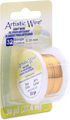 Artistic Wire 32 Gauge Tarnish Resistant Brass Craft Jewelry Wrapping Wire, Gold Color, 30 yd