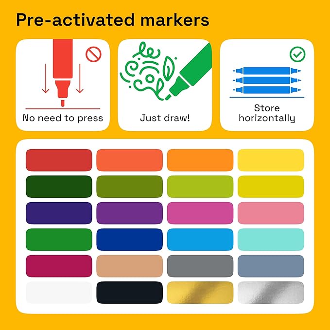ARTISTRO 24 Dual-Tip Fabric Markers - Fabric Decorating Kit - Permanent for Clothes - Acrylic Paint Pens for Sneakers, Bags, Shoes, Textile, Canvas, Sewing, Craft, DIY, and More - Brush and Fine Tip