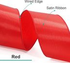 CT CRAFT LLC Satin Wired Ribbon 6 Inch x 10 Yards Red for Christmas Home Décor Gift Wrapping Tree Topper Bow Wreath DIY Crafts,