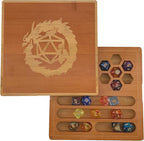 Bamboo Dice Box DND Dice Case 2 in 1 Dice Tray and Storage 7.5 x 7.5 Inch DND Dice Holder Dice Vault with Magnetic Lid Dice Rolling Tray Combined into One for RPG