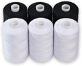 Black & White Sewing Thread - 6 Spools of Polyester Thread for Sewing Machine for Beginners, Hand Stitching & Quilting - 1000 Yards Per Spool