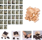 18 Pack Wooden Brain Teaser Puzzles Wooden Burr Puzzles Brain Teaser Puzzle with Gift Packing Box Magic Puzzle Games Toys for Kids and Adults by AHYUAN (Natural Wood)