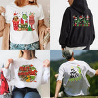 Christmas Iron on Decals Transfer, Funny Christmas Heat Transfer Stickers Iron on Patches for Clothes T-Shirts Pillow Cover Hoody Bag Xmas DIY Craft Supplies Vinyl Stickers (12PC-B)