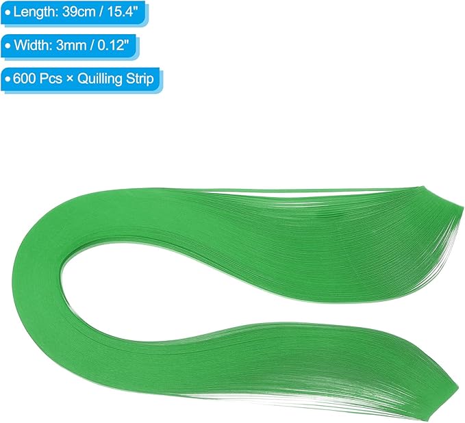 PATIKIL 600pcs Quilling Strips Paper 1/8"(3mm) 39cm Origami Paper Quilling Strip for Art DIY Hand Craft Christmas, Dark Green