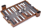 AMEROUS Backgammon Set, 11 Inches Classic Board Game withLeather Case, Folding Board, Gift Package, Portable Travel Strategy Backgammon Game Set for Adults, Kids (Small, Brown)