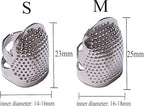J.CARP 4Pcs Sewing Thimble, Metal Silvery Sewing Thimble Finger Protector, Adjustable Finger Shield Ring Fingertip Thimble Sewing Quilting Craft, Accessories DIY Sewing Tools (2 Sizes, S/M)