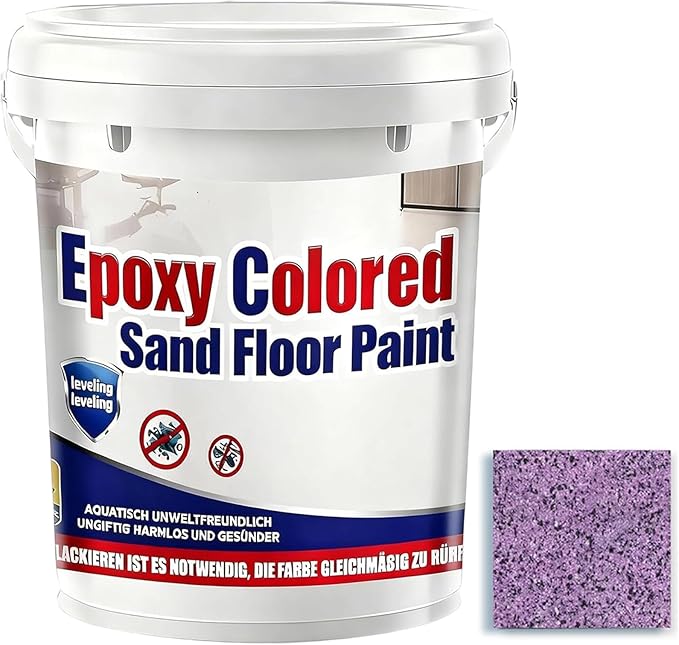 Epoxy Colored Sand Floor Paint, Epoxy Floor Paint for Concrete, High Gloss Marble Effect Coating, Waterproof Non-Slip Concrete Paints, Suitable for Indoor/Outdoor Use (Purple,16 oz/0.5 kg)